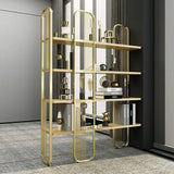 Modern Storage Standing Etagere Bookshelf 4 Tiers in Gold-Bookcases & Bookshelves,Furniture,Office Furniture