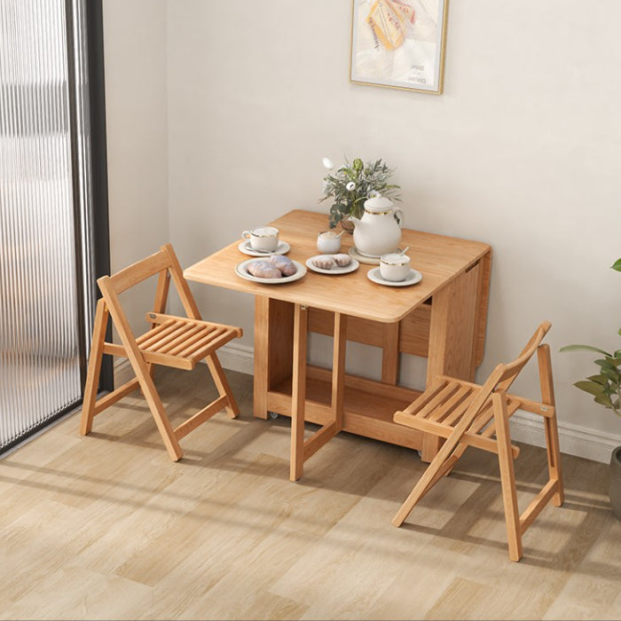 55",67" Rustic Solid Wood Rectangle Extendable Folding Dining Table Set with Storage In Walnut,Natural,White