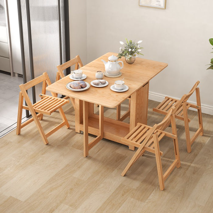 55",67" Rustic Solid Wood Rectangle Extendable Folding Dining Table Set with Storage In Walnut,Natural,White