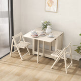55",67" Rustic Solid Wood Rectangle Extendable Folding Dining Table Set with Storage In Walnut,Natural,White
