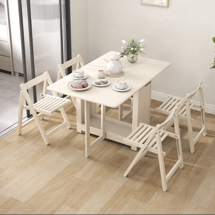 55",67" Rustic Solid Wood Rectangle Extendable Folding Dining Table Set with Storage In Walnut,Natural,White