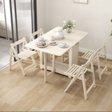 55",67" Rustic Solid Wood Rectangle Extendable Folding Dining Table Set with Storage In Walnut,Natural,White