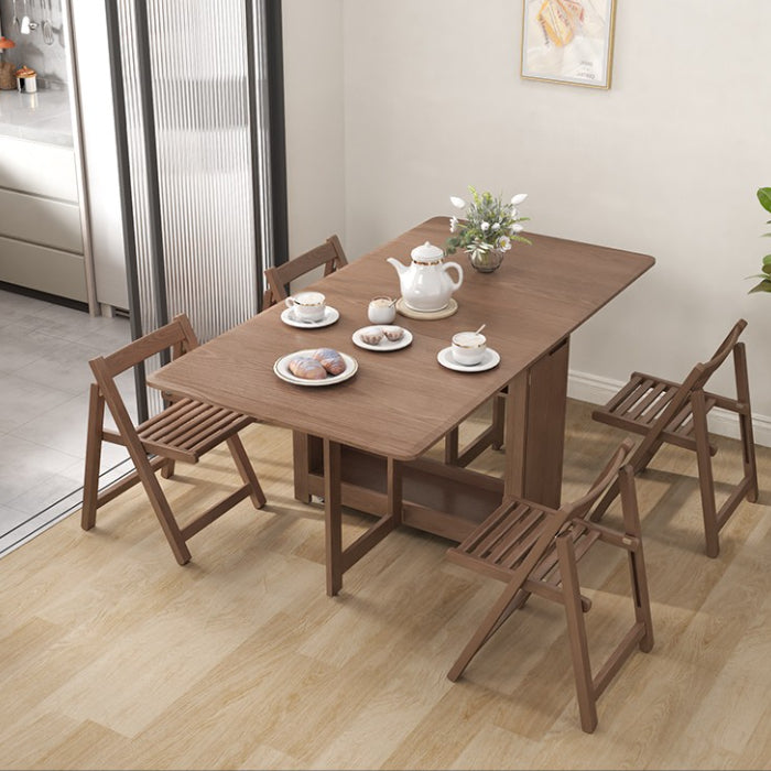 55",67" Rustic Solid Wood Rectangle Extendable Folding Dining Table Set with Storage In Walnut,Natural,White