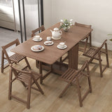55",67" Rustic Solid Wood Rectangle Extendable Folding Dining Table Set with Storage In Walnut,Natural,White