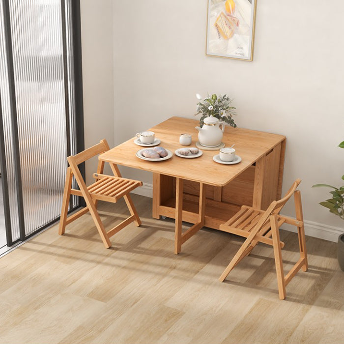 55",67" Rustic Solid Wood Rectangle Extendable Folding Dining Table Set with Storage In Walnut,Natural,White