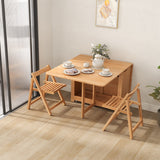 55",67" Rustic Solid Wood Rectangle Extendable Folding Dining Table Set with Storage In Walnut,Natural,White
