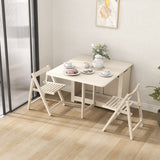 55",67" Rustic Solid Wood Rectangle Extendable Folding Dining Table Set with Storage In Walnut,Natural,White