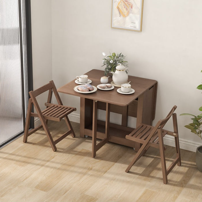 55",67" Rustic Solid Wood Rectangle Extendable Folding Dining Table Set with Storage In Walnut,Natural,White