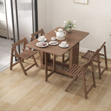 55",67" Rustic Solid Wood Rectangle Extendable Folding Dining Table Set with Storage In Walnut,Natural,White