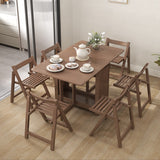 55",67" Rustic Solid Wood Rectangle Extendable Folding Dining Table Set with Storage In Walnut,Natural,White