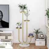 Metal Plant Stand 4-Shelf Gold Plant Pot Stand for Indoor & Outdoor in Large