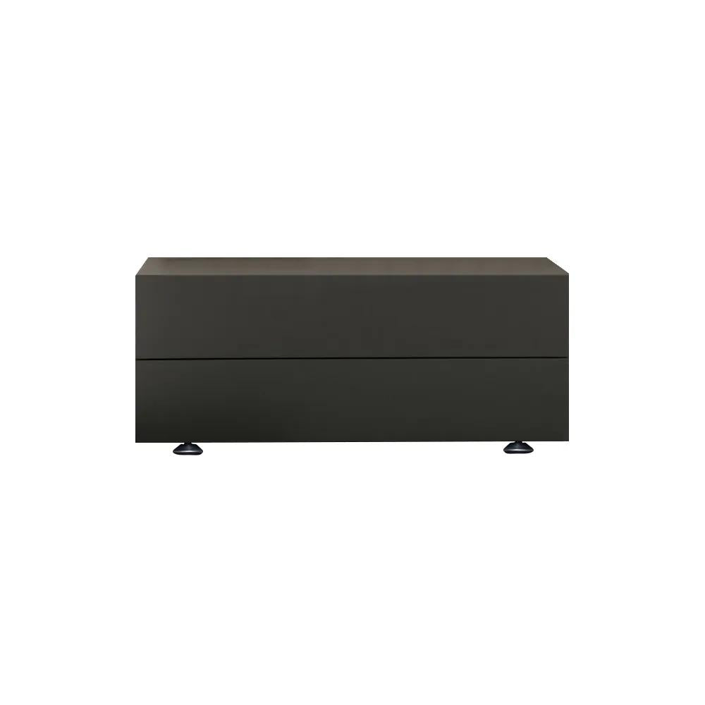 24" Modern Minimalist Black Bedroom Nightstand with 2 Drawers