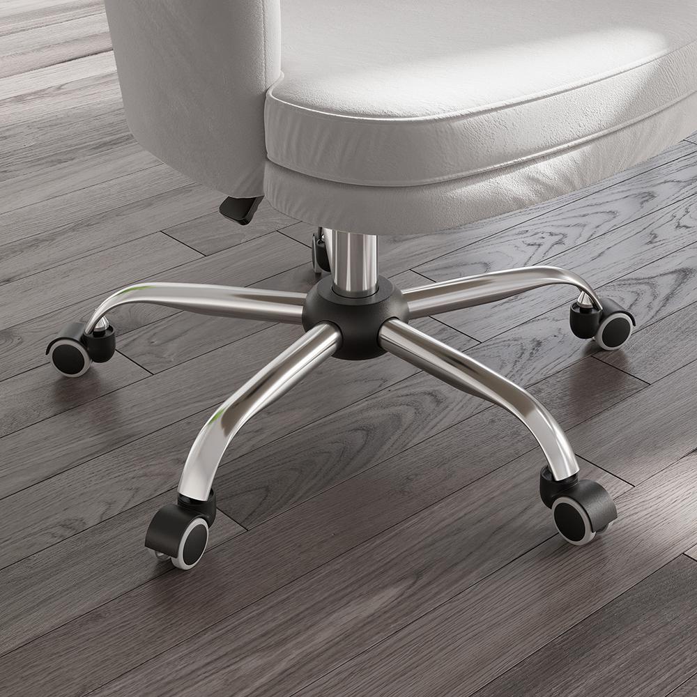 Blue Modern Swivel Office Chair Velvet Upholstered Task Chair Adjustable Height