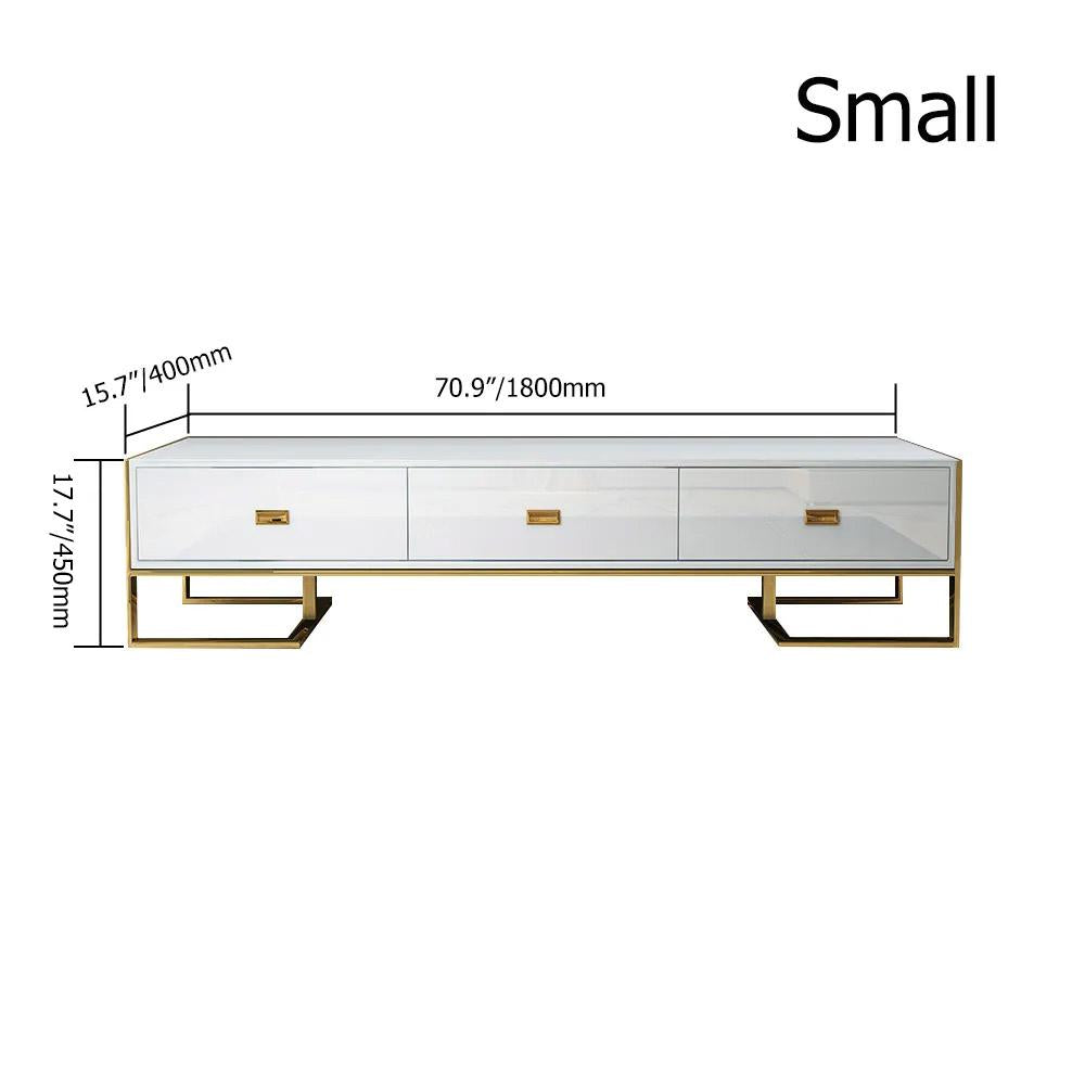 Jocise 71" Modern Jocise White & Gold TV Stand 3 Drawers Media Console