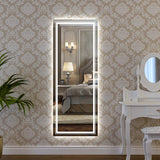 Full Length Wall Mirror with Lights 55 x 21 White Frameless LED Dressing Mirror