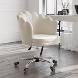 Blue Modern Swivel Office Chair Velvet Upholstered Task Chair Adjustable Height