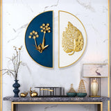 2 Pieces Glam Metal Wall Decor Home Art in Gold & Blue with Semi-Circle Design
