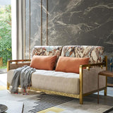 Modern King Convertible Sleeper Sofa Gold Metal Beige Upholstered Sofa Bed Pillow Included