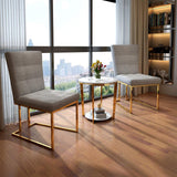 Gold Faux Marble Round End Table with Storage Shelf for Living Room