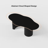 47" Modern Funky Wood Coffee Table Abstract Cloud Shaped in White