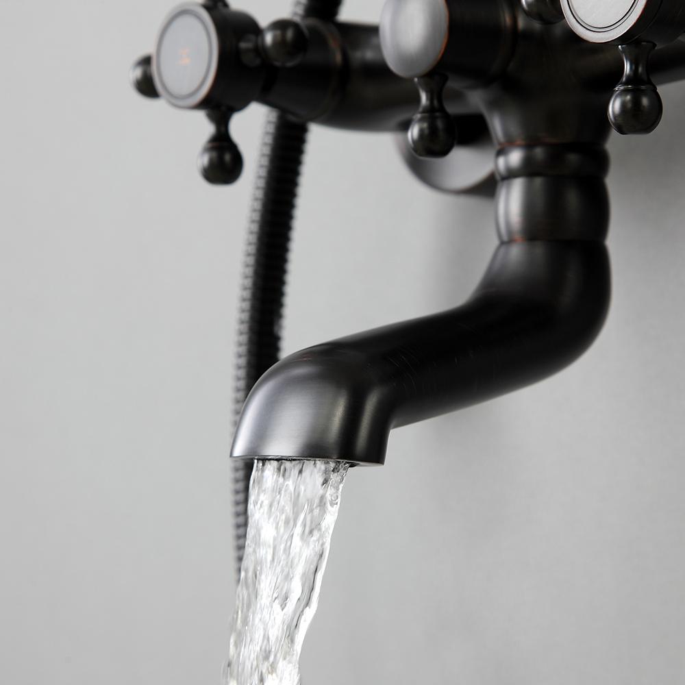 Classic Vintage Bathroom Exposed Rainfall Shower System Handheld Shower Antique Black