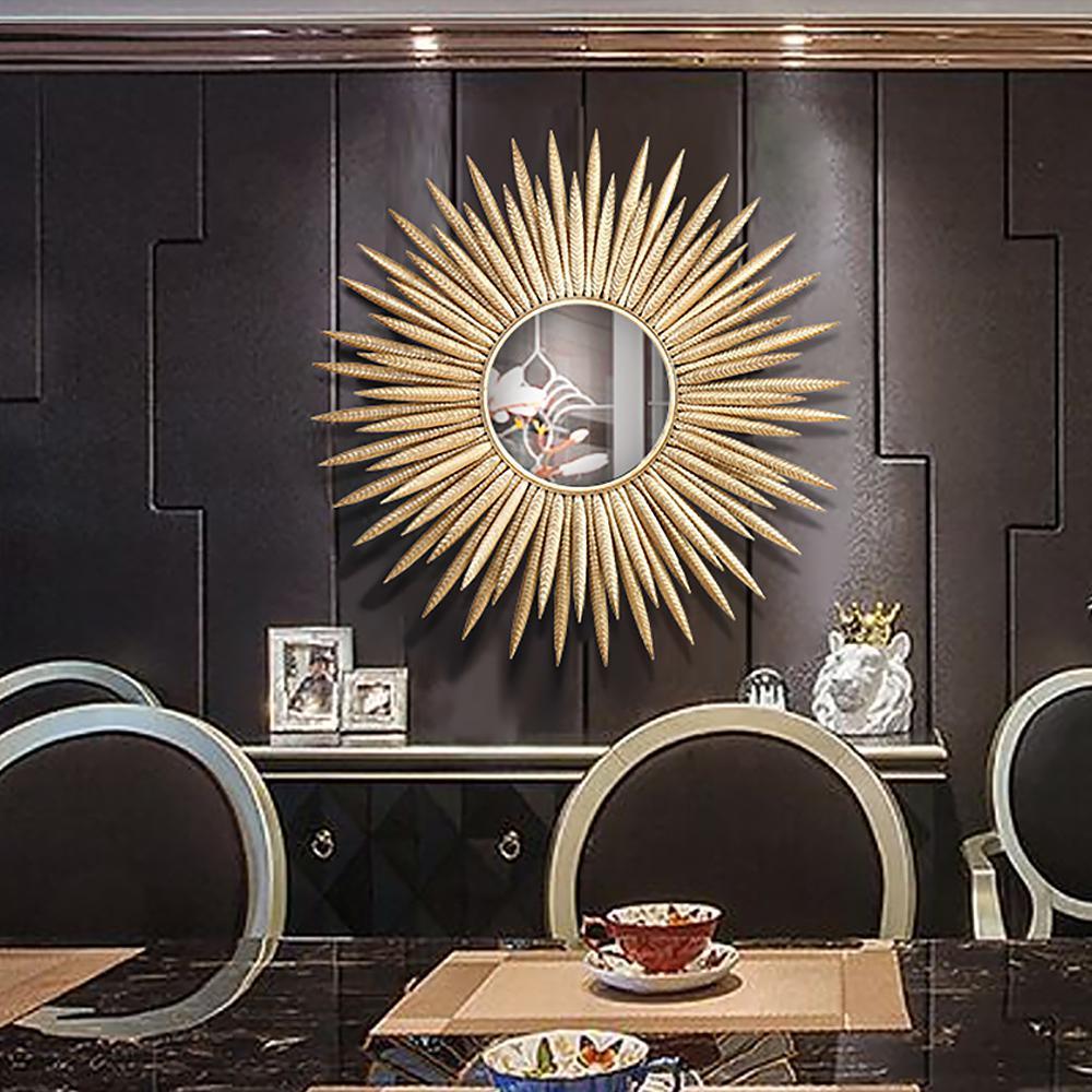 Luxury Creative Gold Sun Metal Wall Mirror Decor Art