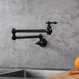 Wall Mounted Retractable Double Handle Cold Only Faucet with Double Swing Joints