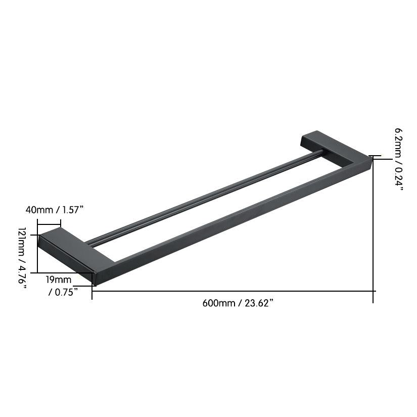 Tierney Modern Stainless Steel Matte Black Double-Rod Towel Bar Wall Mount