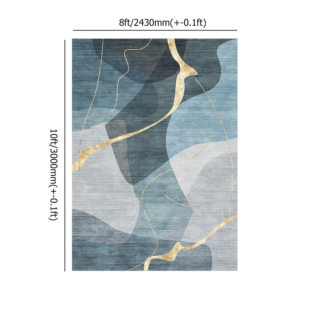 5' x 8' Light Luxury Modern Style Retangular Blue & Gold Florid Area Rug