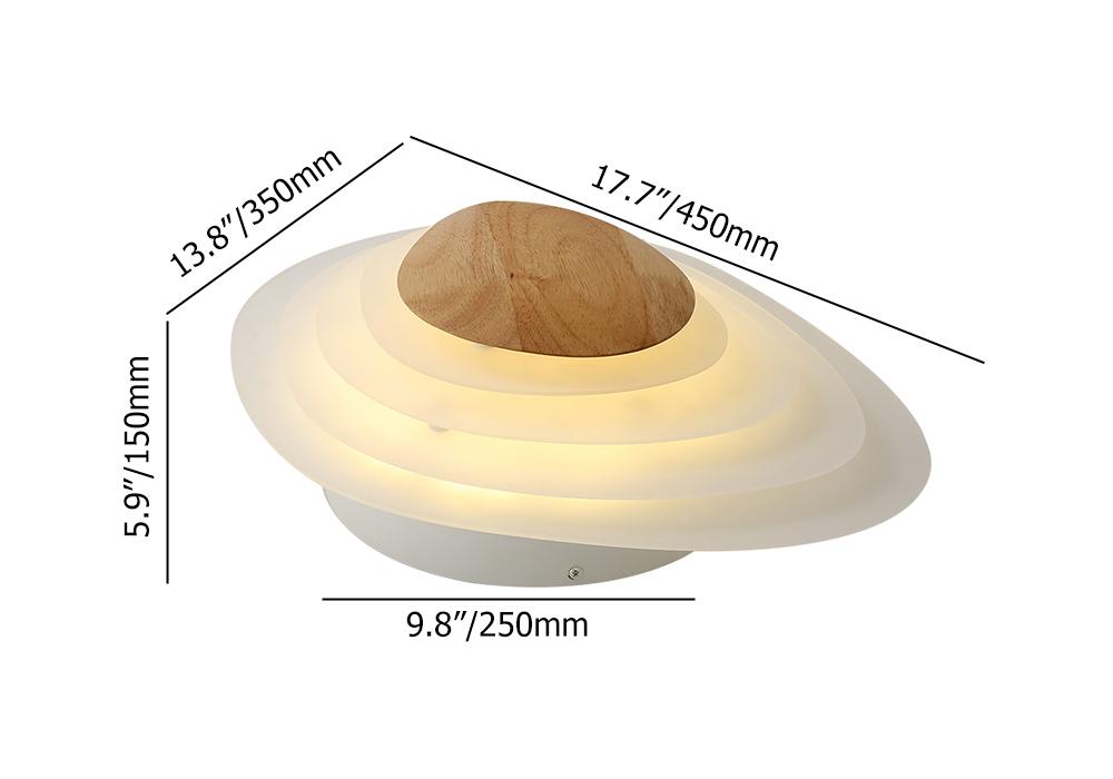 Minimalist LED White Flush Mount Ceiling Light Metal Arcylic and Wood