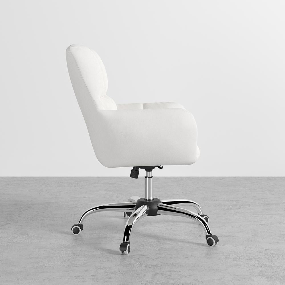 Modern Office Chair Upholstered Cotton & Linen Swivel Task Chair Height Adjustable