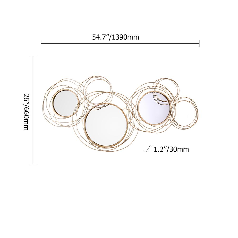 Light Luxury Creative 3D 4 Rings Round Gold Metal Wall Mirror
