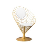 White Metal Dining Chair Velvet Upholstered Balloon Chair