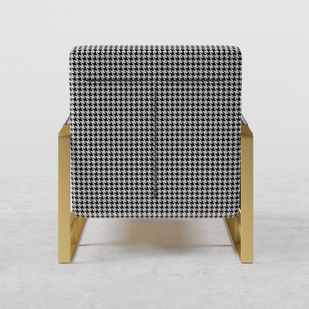 Modern Orange Houndstooth Single Sofabed Convertible Sleeper with Side Storage