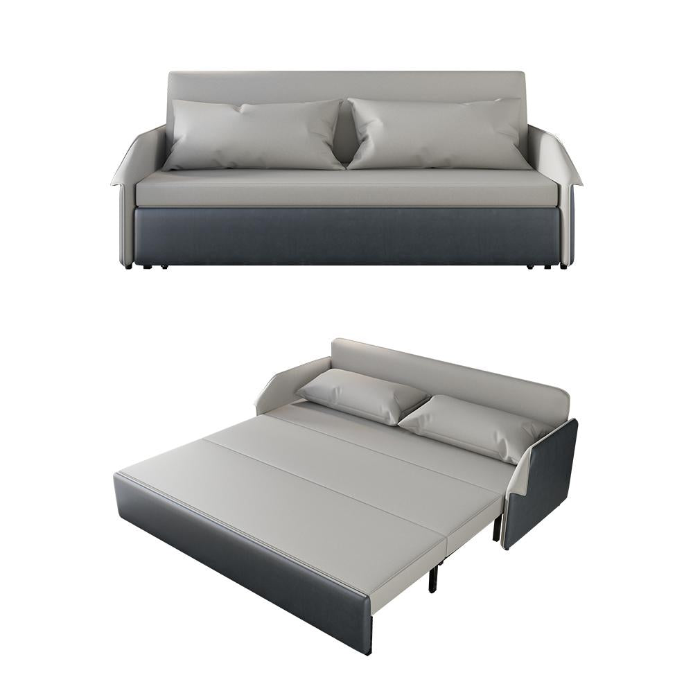 76.8" Convertible Storage Sofa Leather Cotton&linen Upholstered Full Sleeper Sofa