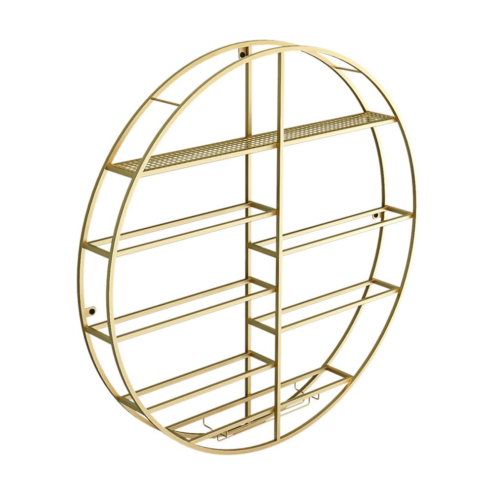 Modern Round Wall Mounted Metal Black Wine Rack