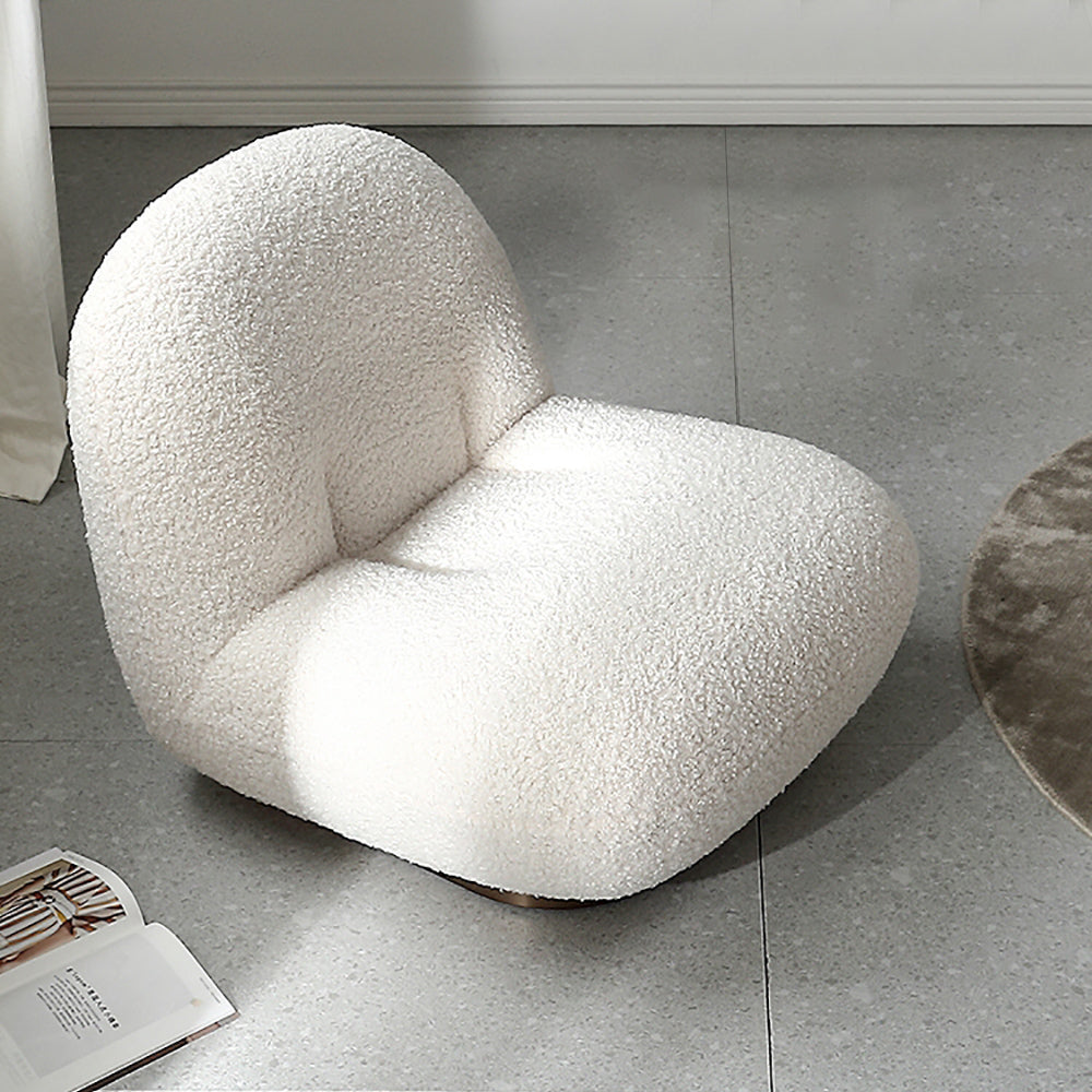 OffWhite Boucle Floor Sofa Lounge Chair Soft Cushion Single Sleeper