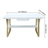 39" Rectangular White Computer Desk with Drawer and Shelf Gold Leg