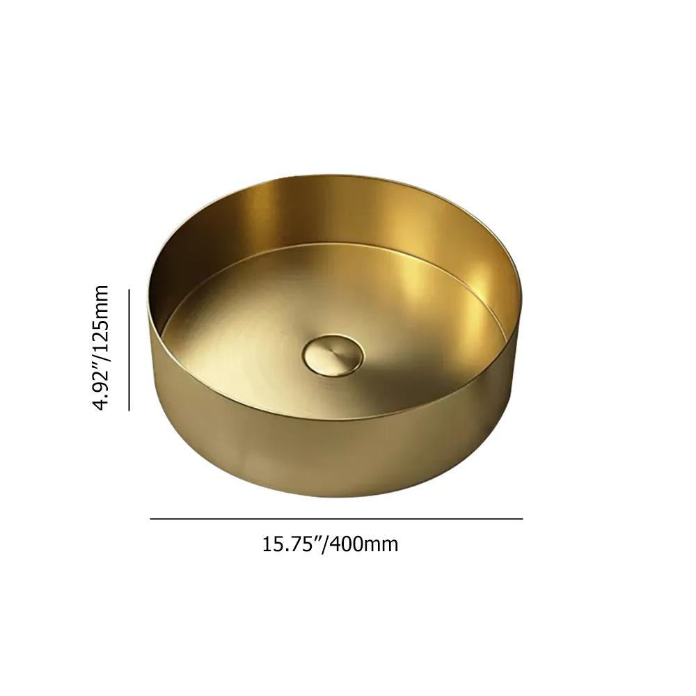 Contemporary Gold Round Stainless Steel Vessel Sink Luxury Wash Sink