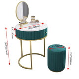 Modern Makeup Vanity Set Velvet Upholstered Small Dressing Table Mirror&Stool Included