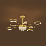 Gold LED Chandelier 9-Light Sputnik Ceiling Light with Crystal Accents