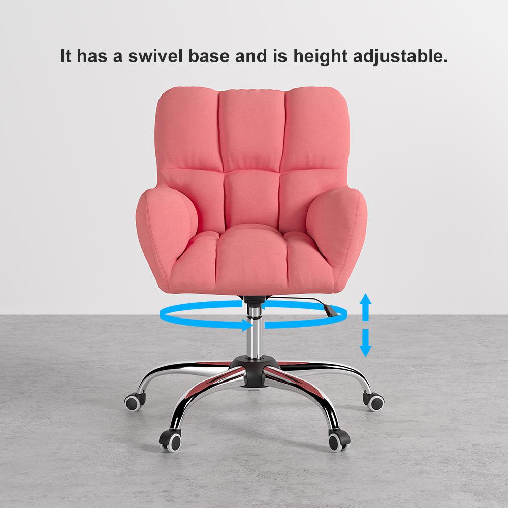 Modern Office Chair Upholstered Cotton & Linen Swivel Task Chair Height Adjustable