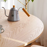 35" Farmhouse Round Small Dining Table 4-Person Natural Pine Wood