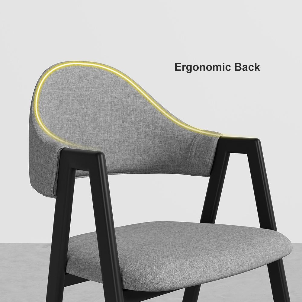 Gray Linen Upholstered Dining Chair Side Chair (Set of 2)