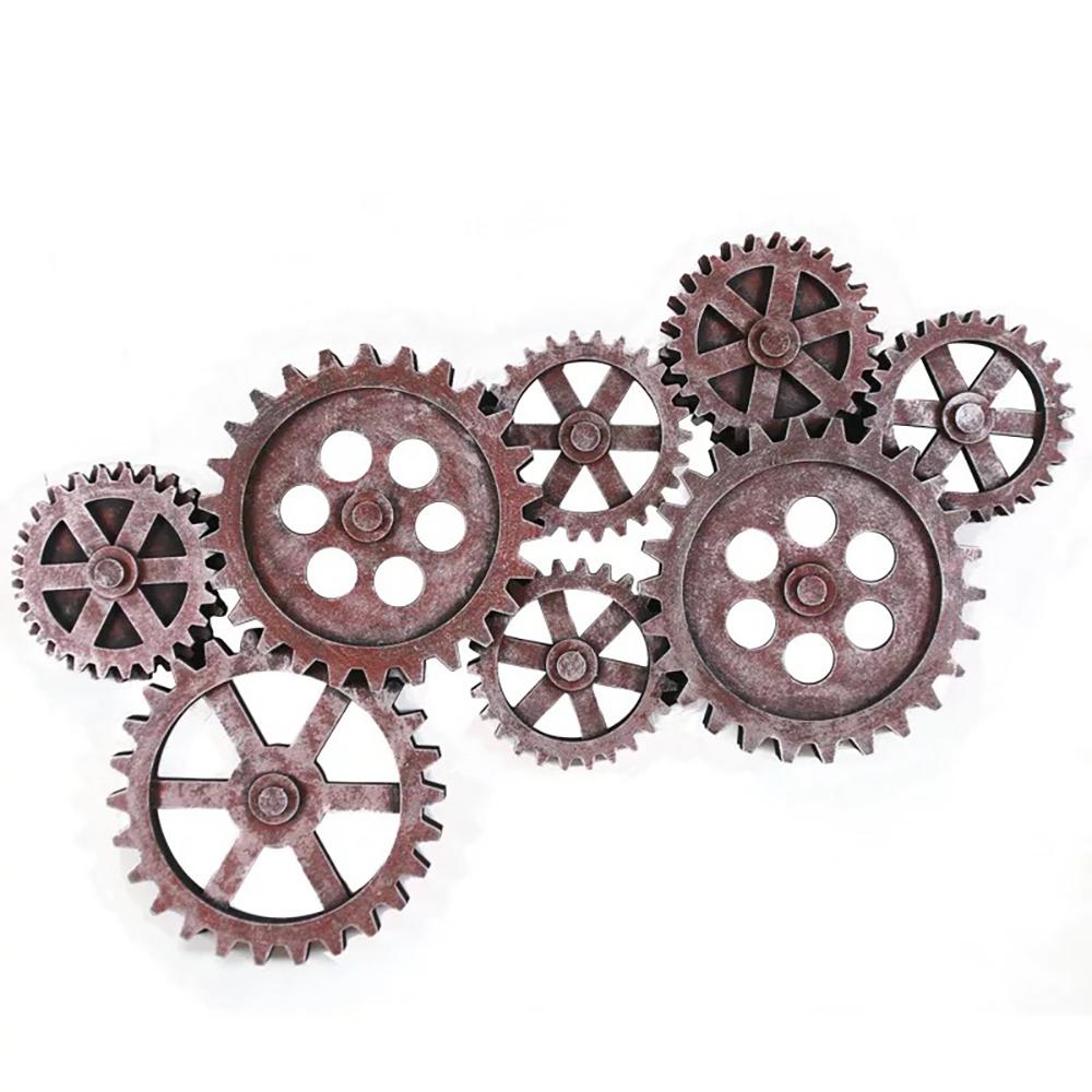 Industrial Distressed Wall Decor with Gear Design in HDF