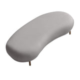 Modern White Velvet Bench Upholstered Curved Bench for End of Bed with Metal Legs