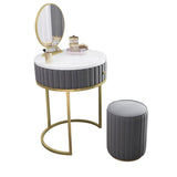 Modern Makeup Vanity Set Velvet Upholstered Small Dressing Table Mirror&Stool Included