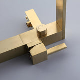 Dree Brushed Gold Freestanding Tub Filler Floor Mount Bathtub Faucet with Hand Shower