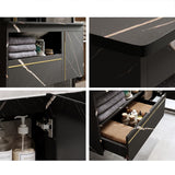 Modern 36" Black Floating Bathroom Vanity Wall Mount Ceramic Single Sink Vanity