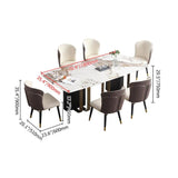 71" 7-Piece Rectangle Sintered Stone-Top Dining Table with Pedestal Base